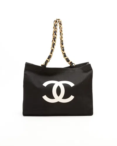 Pre-owned Chanel Cc Chain Tote Bag In Black