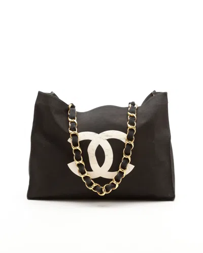 Pre-owned Chanel Cc Chain Tote Bag In Black