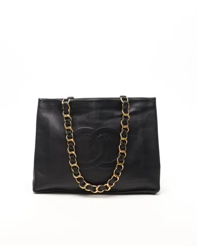 Pre-owned Chanel Cc Chain Tote Bag In Black