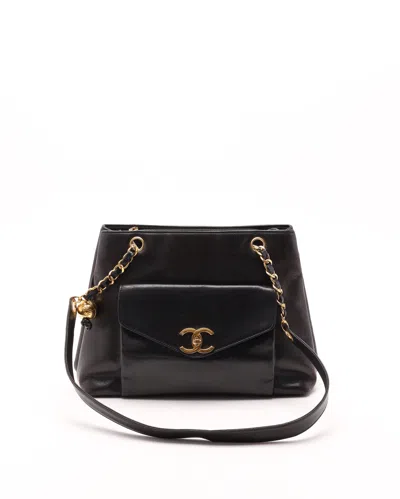 Pre-owned Chanel Cc Chain Tote Bag In Black