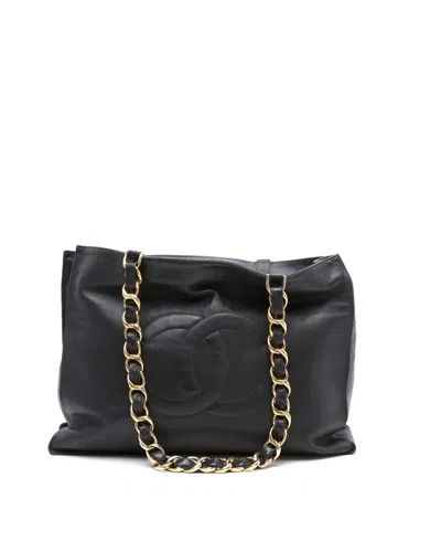 Pre-owned Chanel Cc Chain Tote Bag In Black