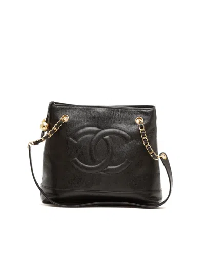Chanel Cc Chain Tote Bag In Black
