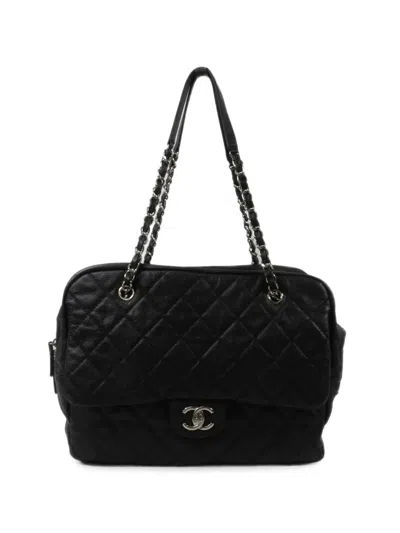 Pre-owned Chanel Cc Chain Tote Bag In Black