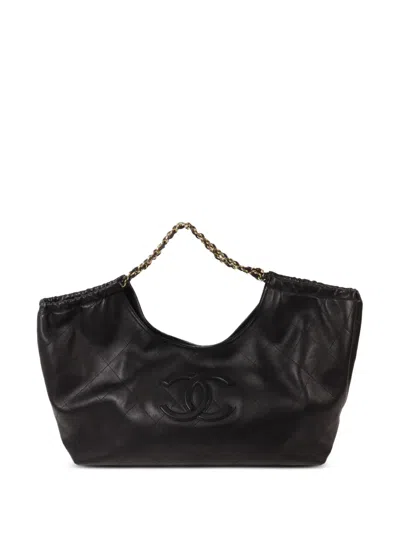 Pre-owned Chanel Cc Chain Tote Bag In Black