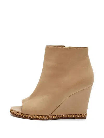 Pre-owned Chanel Cc Chain-link Ankle Boots In Neutral