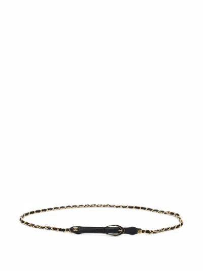 Pre-owned Chanel Cc Chain-link Belt In Black