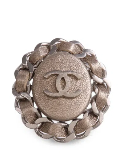 Pre-owned Chanel Cc Chain-link Brooch In Silver