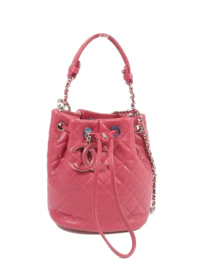 Pre-owned Chanel Cc Chain-link Bucket Bag In Pink
