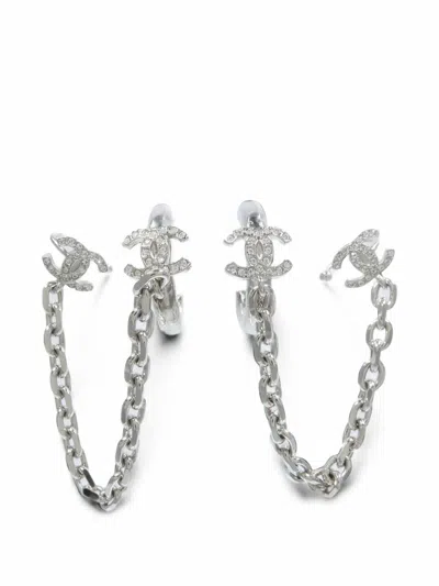 Pre-owned Chanel Cc Chain-link Earrings In Silver
