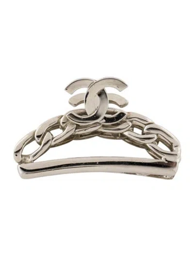 Pre-owned Chanel Cc Chain-link Hair Clip In Silver