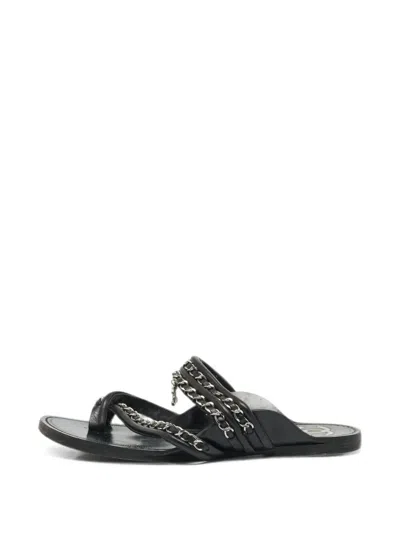 Pre-owned Chanel Cc Chain-link Sandals In Black