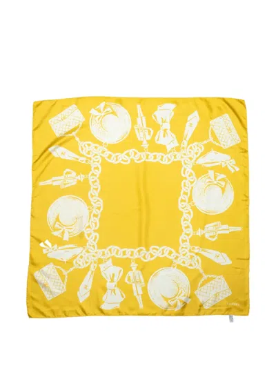Pre-owned Chanel Cc Chain-link Scarf In Yellow