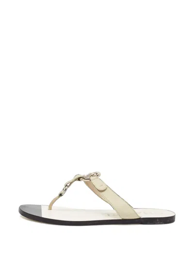 Pre-owned Chanel Cc Chain-strap Sandals In Neutrals