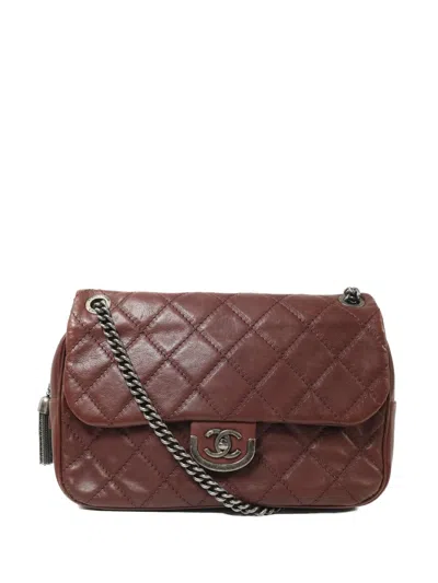 Pre-owned Chanel Cc Chain-strap Turn-lock Quilted Calfskin Shoulder Bag In Brown