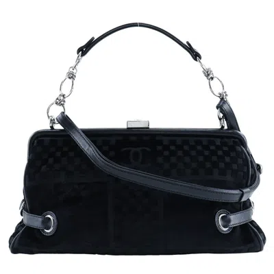 Pre-owned Chanel Cc Checke Shoulder Bag Velvet Velvet Bag () In Black