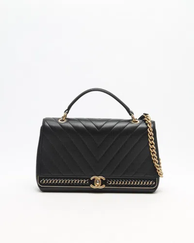 Pre-owned Chanel Cc Chevron Top Handle Bag