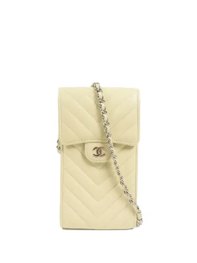 Pre-owned Chanel Cc Chevron-quilted Shoulder Bag In Neutral