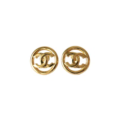 Pre-owned Chanel Cc Circle Turnlock Round Earrings Gold