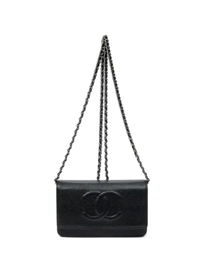Pre-owned Chanel Cc Classic Chain Wallet Shoulder Bag In Black