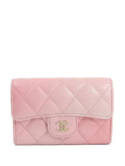 Pre-owned Chanel Cc Classic Flap Card Holder In Pink