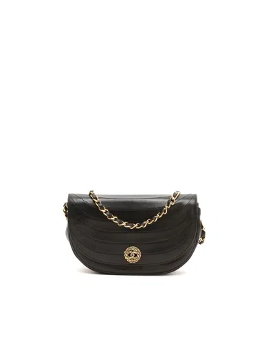 Chanel Cc Classic Half Moon Bag In Black