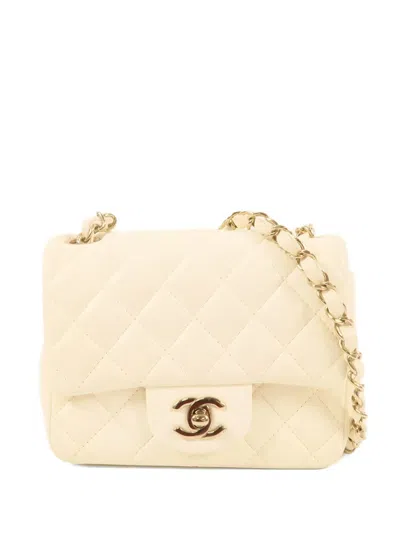 Pre-owned Chanel Cc Classic Turn-lock Mini Flap Shoulder Bag In Neutral