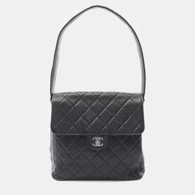 Pre-owned Chanel Cc Coco Double Face Matelasse Black Grained Calfskin Shoulder Bag Shw