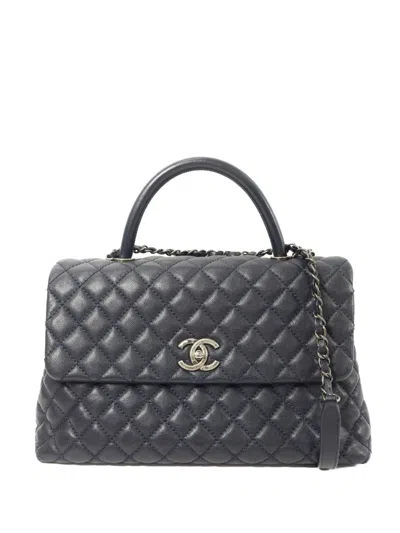 Pre-owned Chanel Cc Coco Handle Tote Bag In Blue