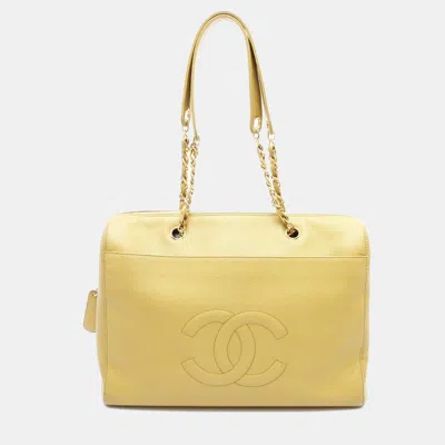 Pre-owned Chanel Cc Coco Mark Green Grained Calfskin Leather Chain Shoulder Bag Ghw
