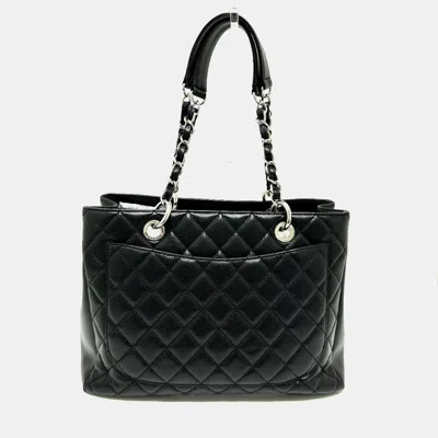 Pre-owned Chanel Cc Coco Mark Matelasse Gst Bag Chain Handbag Shoulder Tote Caviar Skin Black