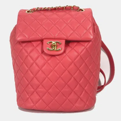 Pre-owned Chanel Cc Coco Mark Matelasse Quilted Backpack In Lambskin Pink