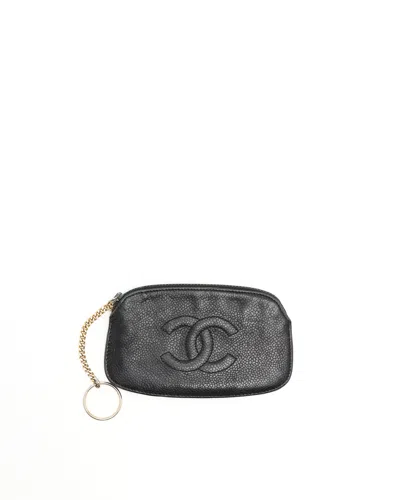 Pre-owned Chanel Cc Coin/key Purse In Black