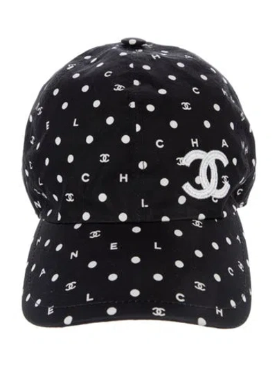 Pre-owned Chanel Cc Cotton Baseball Cap In Black/white