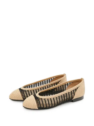 Pre-owned Chanel Cc Crochet Ballet Flats In Neutrals