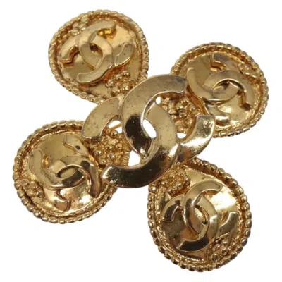 Pre-owned Chanel Cc Cross Badge Brooch Metal Metal Brooch Jewelry () In Gold