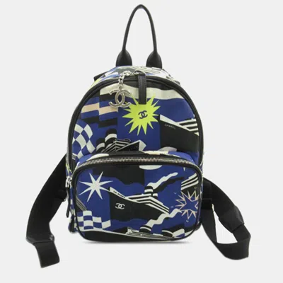 Pre-owned Chanel Cc Cruise Print Canvas Backpack In Blue