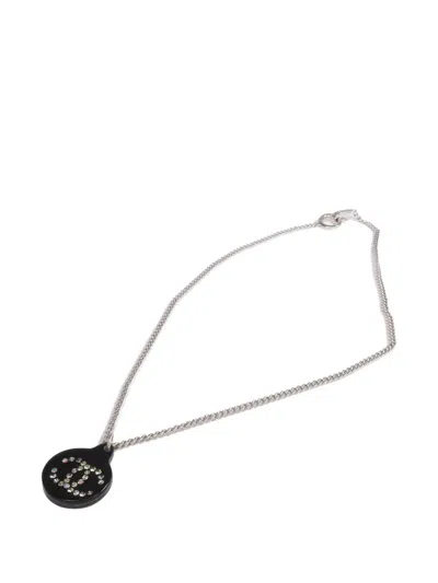 Pre-owned Chanel Cc Crystal Necklace In Silver