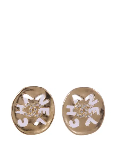 Pre-owned Chanel Cc Cut-out Earrings In Gold