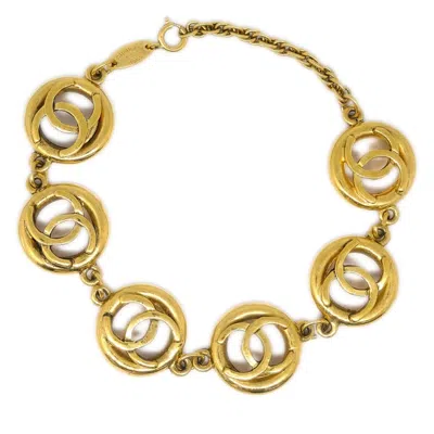 Pre-owned Chanel Cc Cutout Round Bracelet Metal Gold Gold_plated Bracelet Jewelry ()