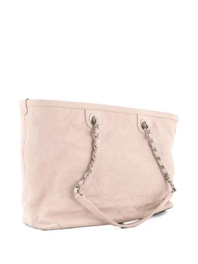 Pre-owned Chanel Cc Daily Shopping Quilted Caviar Small Tote Bag In Neutrals