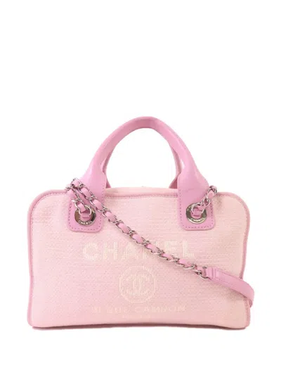 Pre-owned Chanel Cc Deauville Bowling Bag In Pink