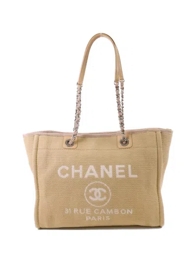 Pre-owned Chanel Cc Deauville Tote Bag In Neutral