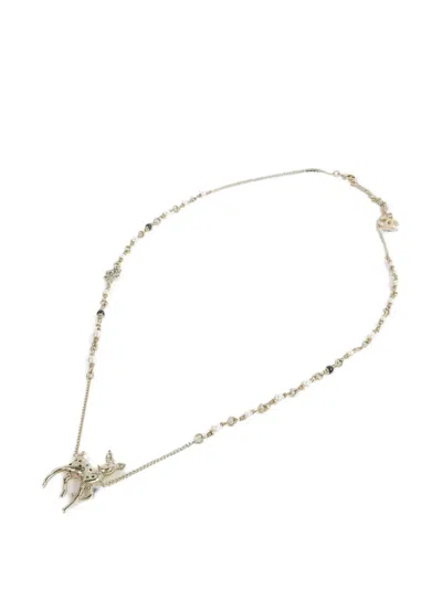 Pre-owned Chanel Cc Deer Necklace In Gold