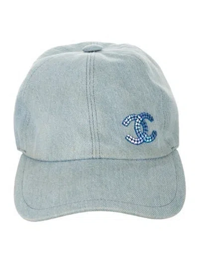 Pre-owned Chanel Cc Denim Baseball Cap In Blue