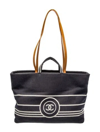 Pre-owned Chanel Cc Denim Shopping Tote In Blue
