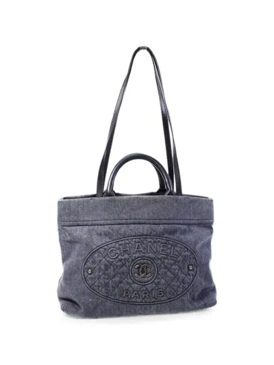 Pre-owned Chanel Cc Denim Shoulder Bag In Blue