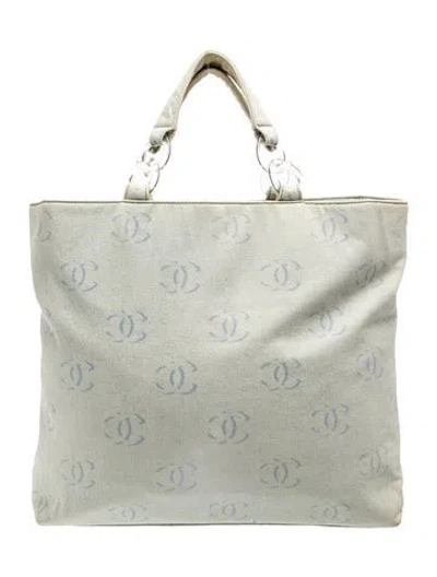 Pre-owned Chanel Cc Denim Tote In Blue