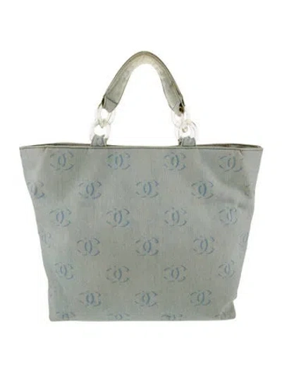 Pre-owned Chanel Cc Denim Tote In Blue