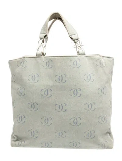 Pre-owned Chanel Cc Denim Tote In Blue