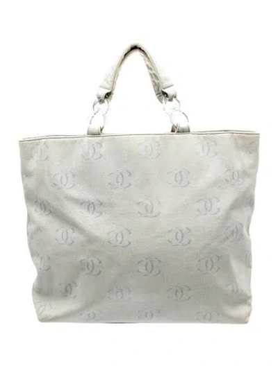 Pre-owned Chanel Cc Denim Tote In Blue